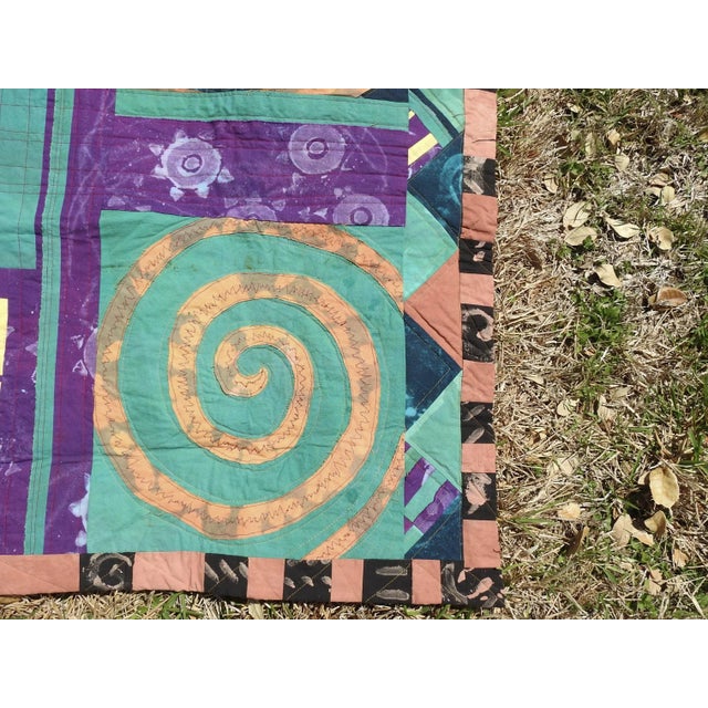 Vintage Artist Made Abstract Art Quilt For Sale - Image 4 of 11