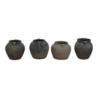 Set of 4 Earthenware Planter Pot With Handlers For Sale