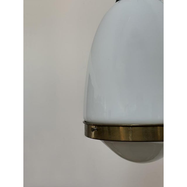 Bauhaus Vintage Bauhaus German Opaline Milk White Glass Ceiling Lamp For Sale - Image 3 of 6