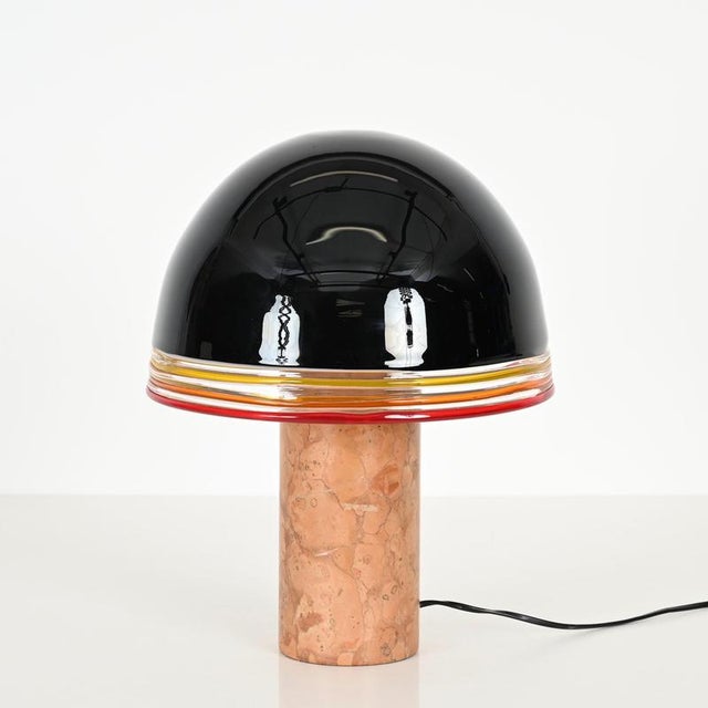 Febo Red Marble and Murano Glass Table Lamp attributed to Pamio & Toso for Leucos, 1970s For Sale - Image 12 of 18