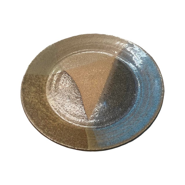 1970s Vintage Mid Century Modern Studio Pottery Ceramic Plate Dish Glazed Geometric 1978 Signed Hoszti For Sale - Image 5 of 8