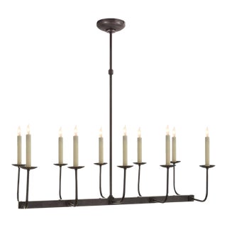 Chapman & Myers for Visual Comfort Signature Linear Branched Chandelier in Bronze For Sale