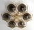 Italian midcentury flush mount with six smoky Murano glass shades carefully hand blown with bubbles inside the glass using...