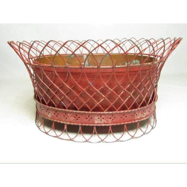 French French Wirework Tole Painted Planter For Sale - Image 3 of 16