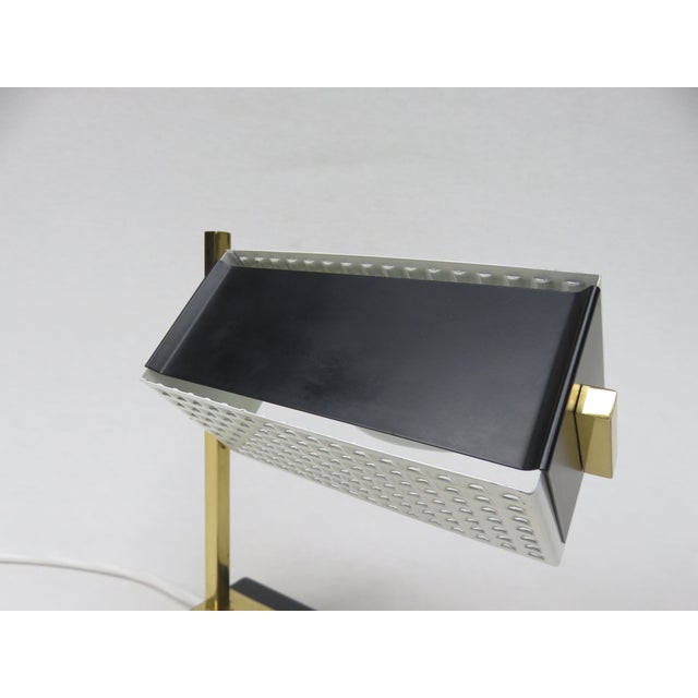 Small Mid-Century Brass, Black & White Bedside Table Lamps, 1950s, Set of 2 For Sale - Image 16 of 18
