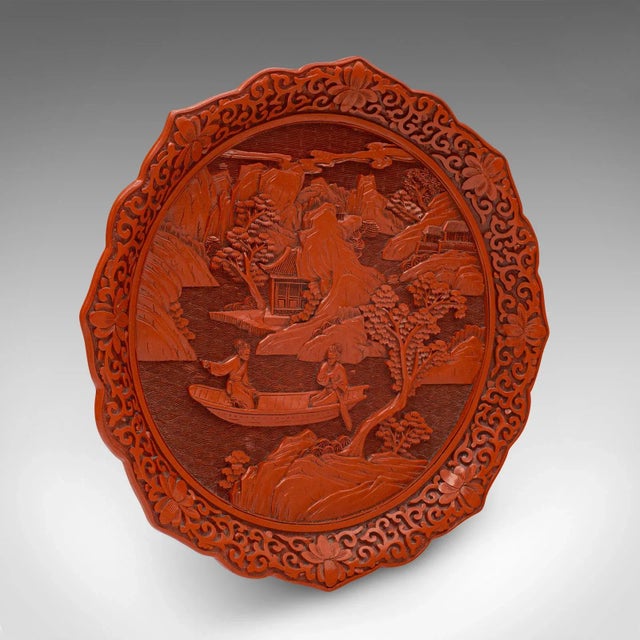 1980s Vintage Cinnabar Display Plate, Chinese, Decorative Serving Dish, Oriental Taste For Sale - Image 11 of 11