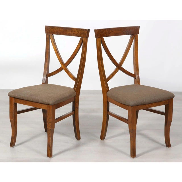 Mid 20th Century Set of 10 Regency Oak X-Back Dining Chairs, Mid 20th Century For Sale - Image 5 of 5