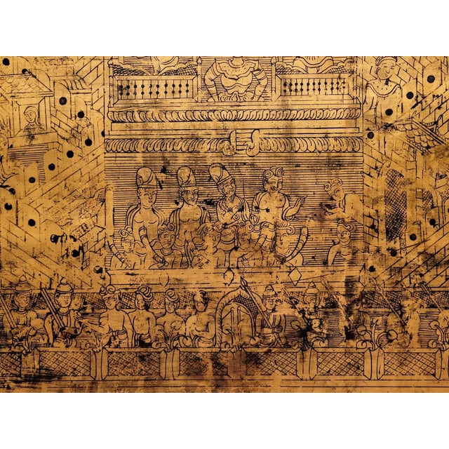 Asian Antique Circa 18th/19th Century Southeast Asian Large Gilt Lacquer Panel For Sale - Image 3 of 6