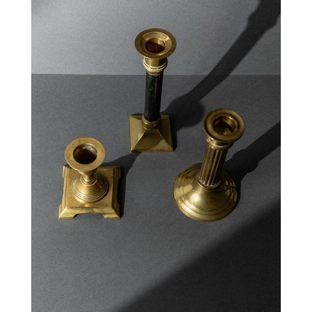 Vintage Brass Candleholders, 1940s, Set of 3 For Sale - Image 5 of 11