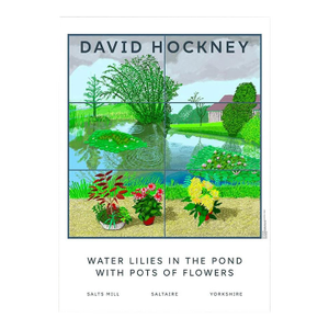 David Hockney Water Lilies in the Pond With Pots of Flowers Poster