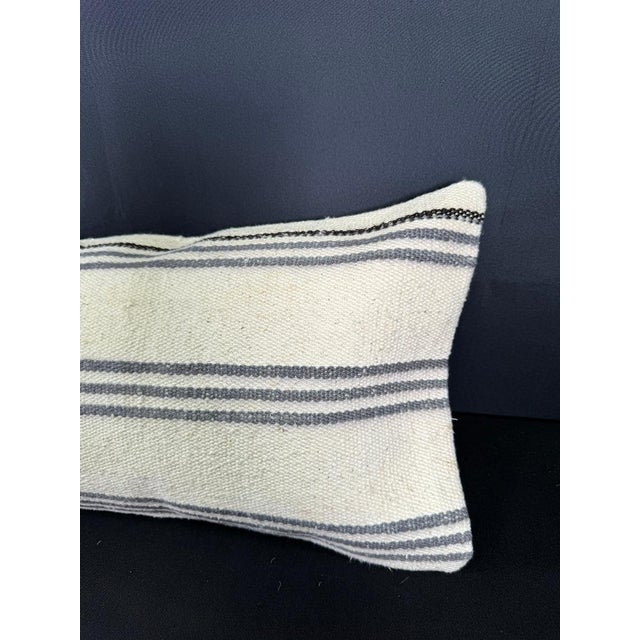 Turkish Hemp Pillow Cushion Natural Beige Gray Cushion Cover 12x46 For Sale - Image 4 of 4