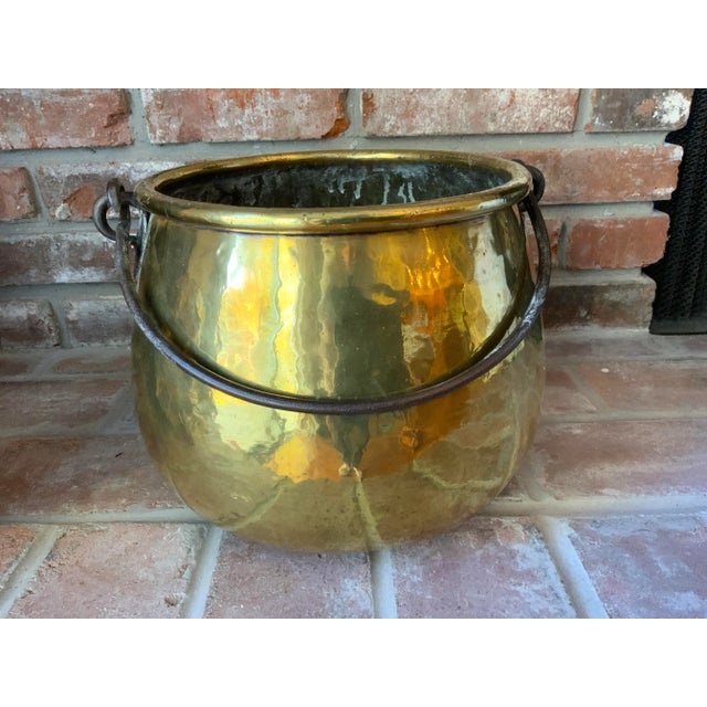 Brass Large English Brass Pot With Iron Handle Circa 1890-1900 For Sale - Image 8 of 8