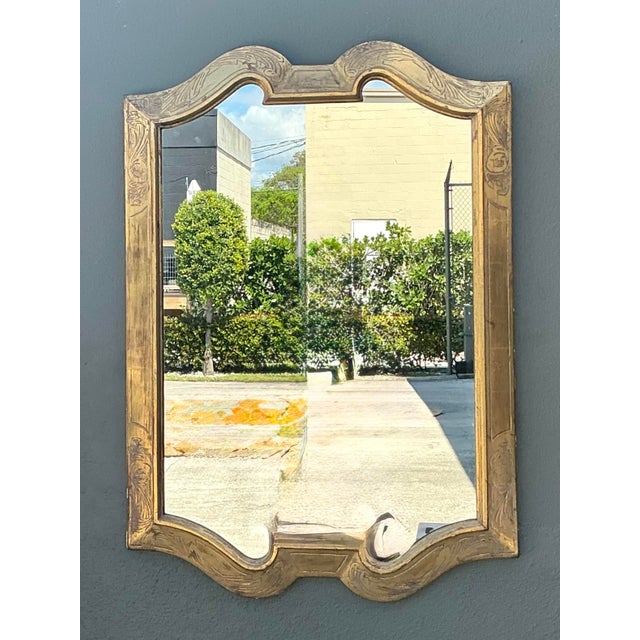 Wood Vintage Carved Gilt Mirror For Sale - Image 7 of 12