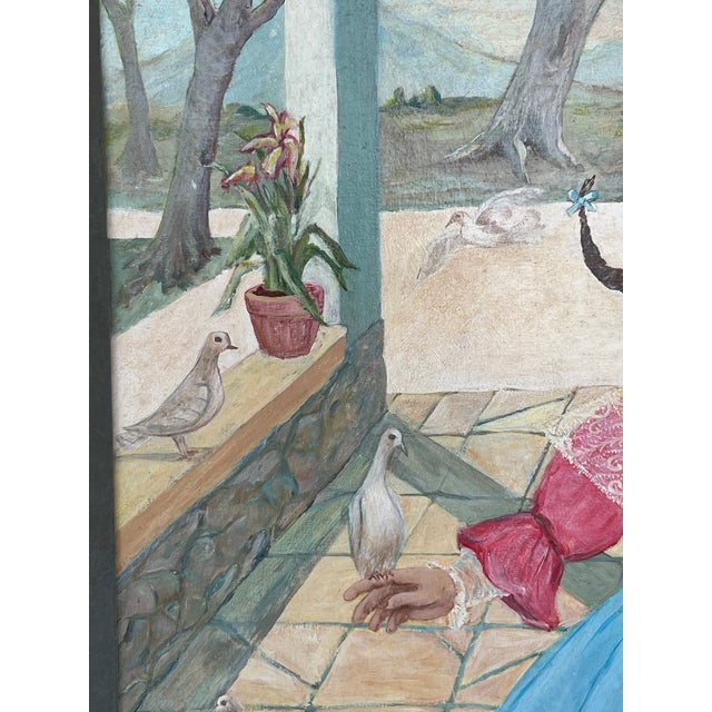 1980s Gene Zolbert Surrealist Painting Girl With Doves For Sale In Miami - Image 6 of 12