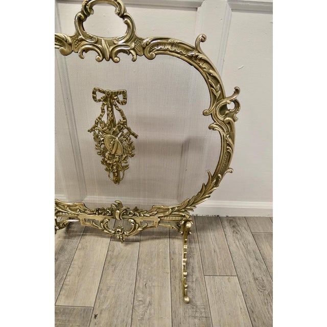 Gold French Brass Rococo Fire Guard For Sale - Image 8 of 9