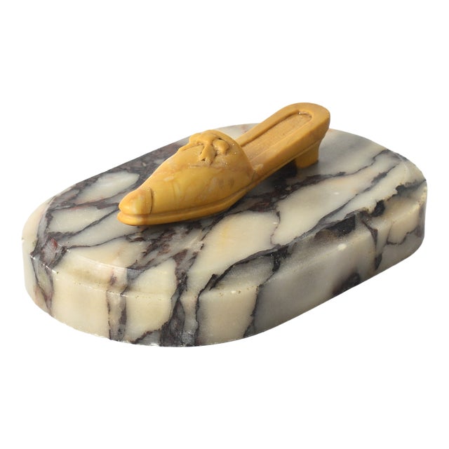 Antique Marble Paperweight with Carved Stone Shoe from Befos, 1800s For Sale