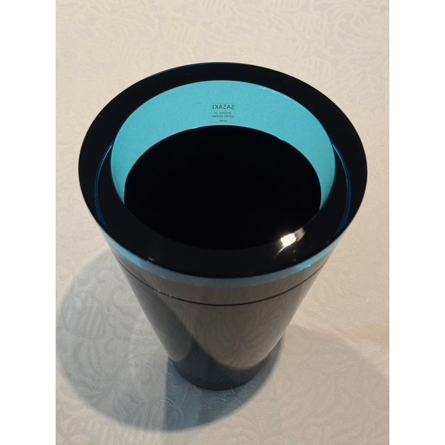 Black 1990s Soichiro Sasakura for Sasaki Postmodern "San Marino" Art Glass Vase For Sale - Image 8 of 9
