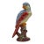 Hand-Painted Ceramic Parrot Sculpture With Iridescent Glaze For Sale