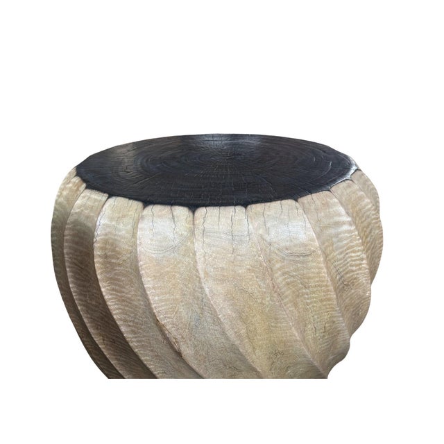 Sculptural Round Table Crafted From Solid Mango Wood, Carved Detailing For Sale - Image 4 of 4