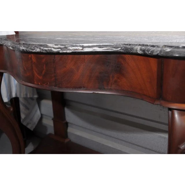 Serpentine Console of Mahogany with Marble Top For Sale In Austin - Image 6 of 10