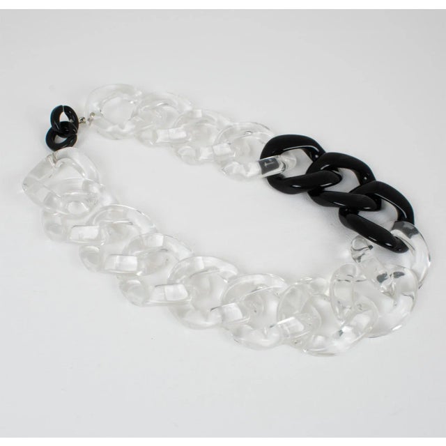 Angela Caputi Italy Large Transparent and Black Resin Chain Choker Necklace For Sale In Atlanta - Image 6 of 9