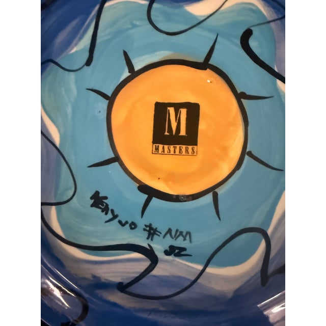 1970s 1970s Masters Pottery Plate Colorful Signed by Artist 12in Lot of 2 Made in Italy For Sale - Image 5 of 6