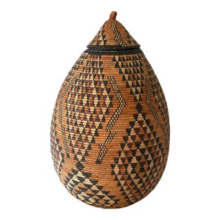 Giant 34" X 20" X 20" Zulu Ukhamba Beer Basket From Kawzulu Natal, South Africa For Sale