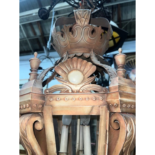 Spanish 1940s Large Spanish Lantern Pendant Light For Sale - Image 3 of 12