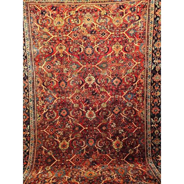 Antique Persian Mahal Sultanabad Rug, Hand-Knotted Wool, Geometric Pattern, 9x13, Red & Navy For Sale - Image 13 of 18