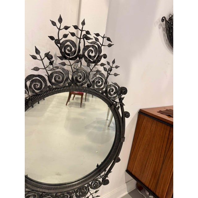 French Art Deco Wrought Iron Mirror For Sale In New York - Image 6 of 14