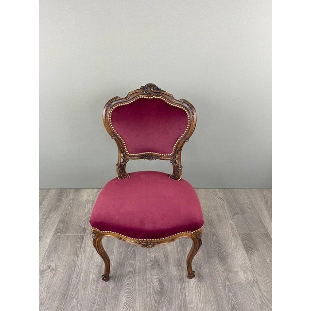 Wood 19th Century Louis XV Chair and Ottoman Set, 1890s, Set of 2 For Sale - Image 7 of 12