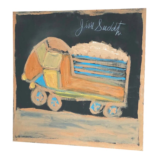 1990’s "Cotton Truck" Folk Art Painting by Jimmy Lee Sudduth For Sale