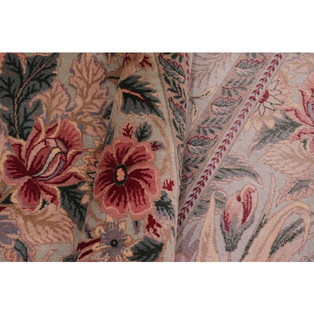 Textile Floral 1990's Pak-Persian Green/Green Wool Rug - 9'0'' X 12'3'' For Sale - Image 7 of 9