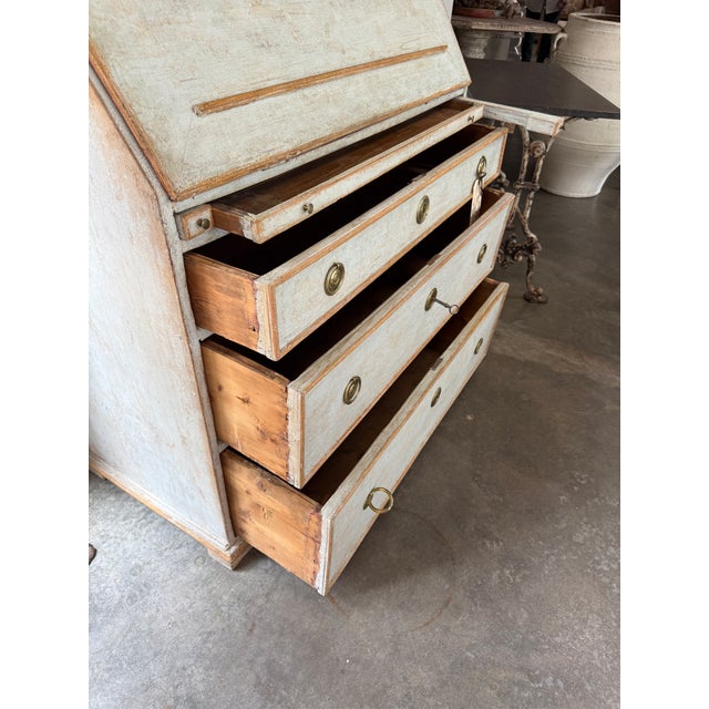 Early 19th C. Swedish Gustavian Style Painted Drop Front Writing Desk For Sale In Houston - Image 6 of 10