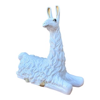 Vintage Glazed Ceramic Llama For Sale