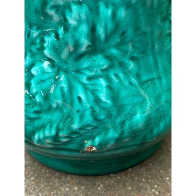 Vintage Turquoise Majolica Pitcher From Western Germany For Sale - Image 10 of 11