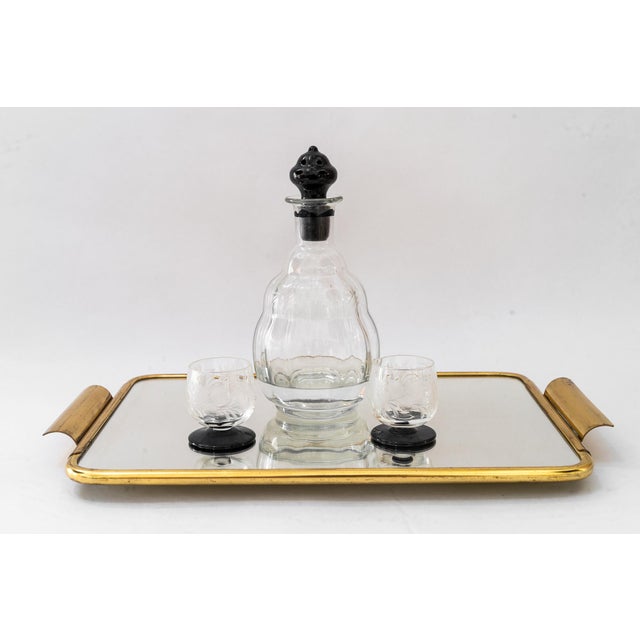 Gold Art Deco Brass Serving Plate with Mirror, 1920s For Sale - Image 8 of 14