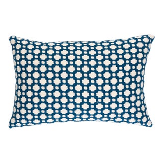 Schumacher x Celerie Kemble Betwixt Pillow 18" x 12" in Indigo/Ivory For Sale