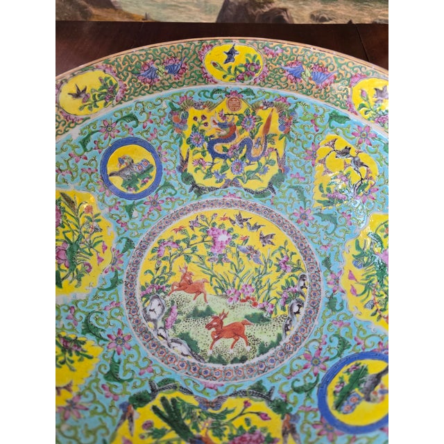 Early 19th Century Antique Chinese Porcelain Large Yellow Dragon Bowl For Sale - Image 5 of 16