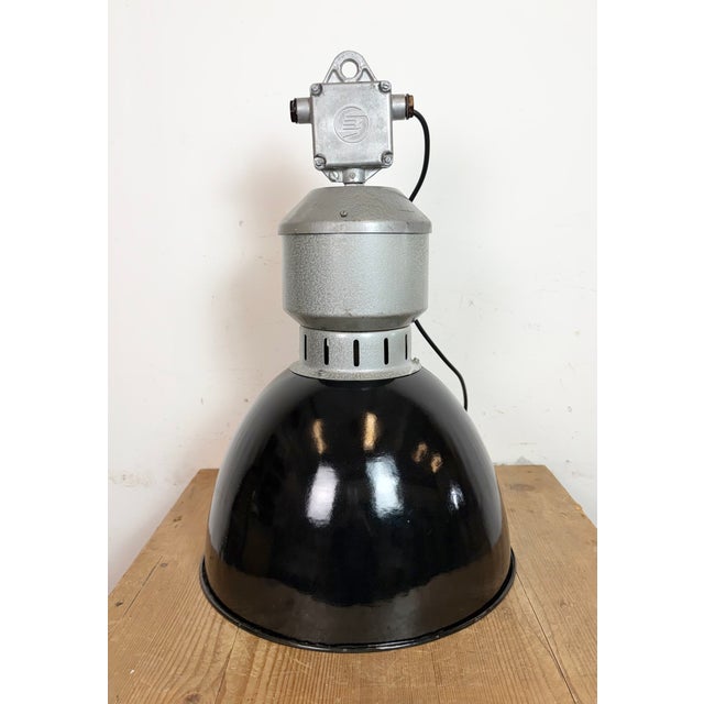 Industrial Black Enamel Factory Lamp from Elektrosvit, 1960s For Sale - Image 13 of 18