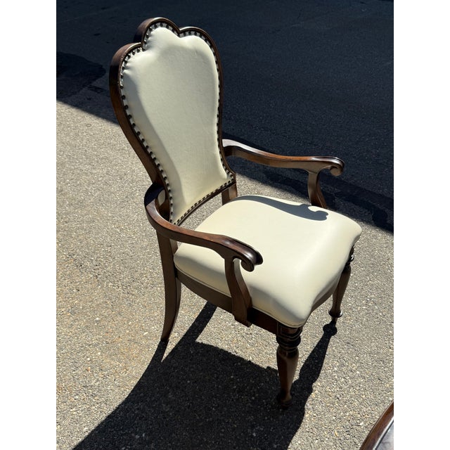 Hooker Furniture Leesburg Oval Dark Wood Dining Table & 8 Leesburg Mahogany Wood Brown Italian Leather Dining Chairs - Set of 9 For Sale - Image 11 of 13