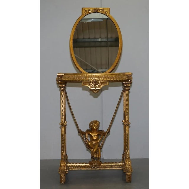 Gold Giltwood Table with Mirror Top, 1920s, Set of 2 For Sale - Image 3 of 18