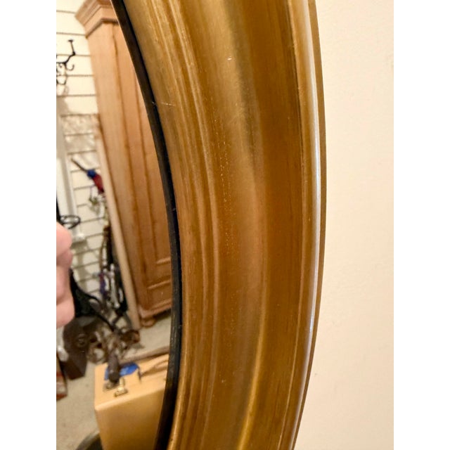 Italian Vintage Oval Italian Giltwood Mirror With Brass Loop Finial For Sale - Image 3 of 11
