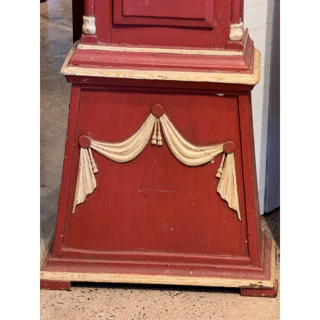 Wood 19th Century Swedish Tall Clock With Red Painted Case For Sale - Image 7 of 18