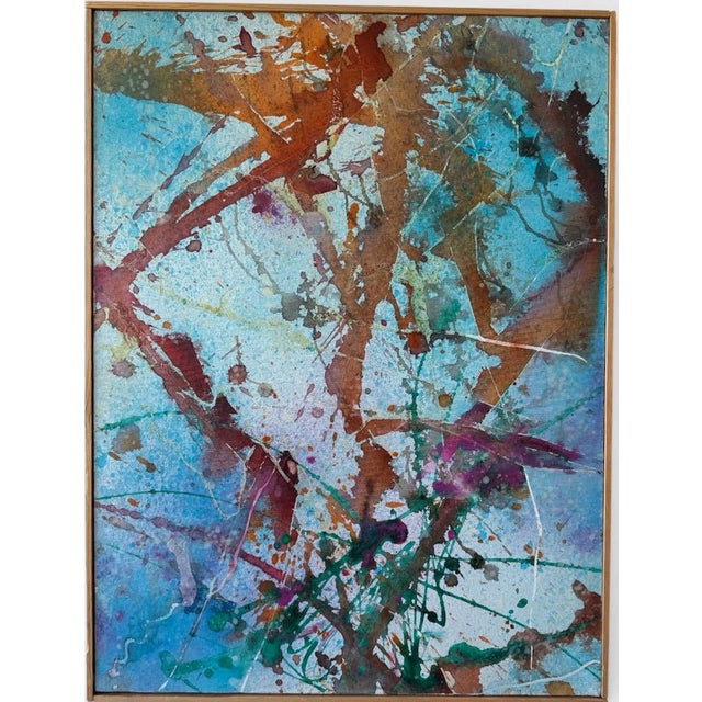 Mid 20th Century Abstract Triptych by Lenore Jaffe Original Action Painting For Sale In Portland, ME - Image 6 of 12