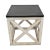 Slate stone top end table with antiqued white farmhouse style wood base. Sturdy piece with attractive contrasting tones...