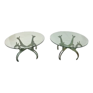 Pair of Cast Bronze Deer Form Table Bases After French Designer Armand-Albert Rateau