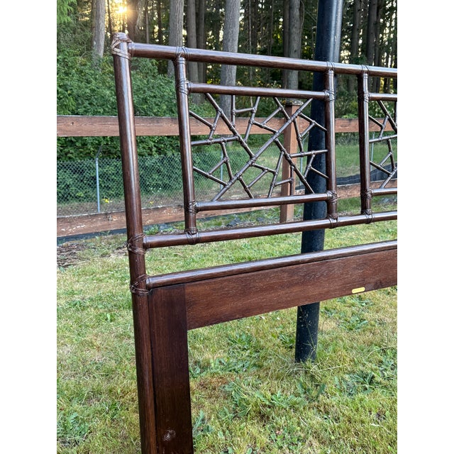Black 1970s Vintage McGuire Dark Bamboo & Ebonized Mahogany Leather Queen Size Headboard For Sale - Image 8 of 8