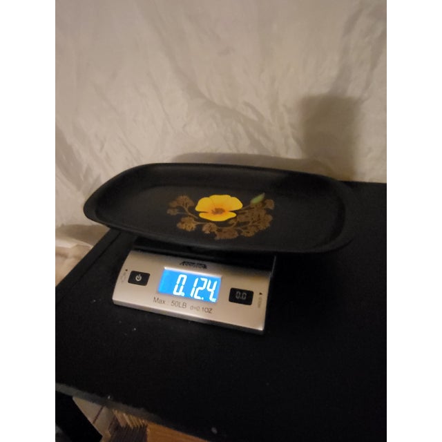 VTG MCM Couroc Ca Poppy Flower Rect Tray Inlaid 12.5”x9.5” Orange Yellow Gold For Sale - Image 11 of 11