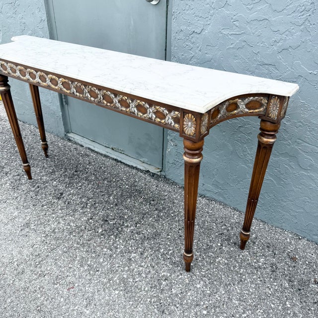 Brown Vintage Marble Top French Provincial Console Table For Sale - Image 8 of 8